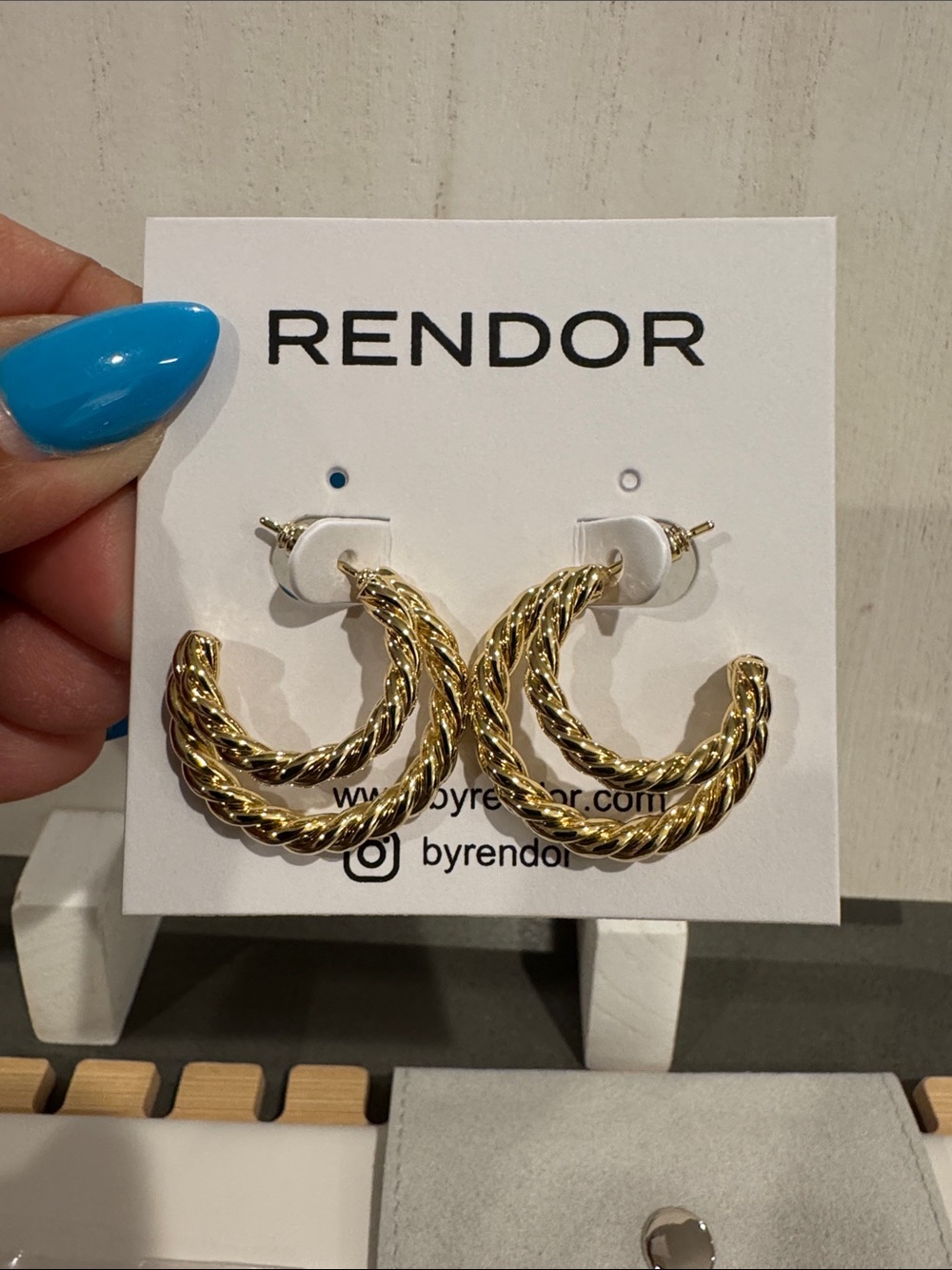 Rendor Victoria Gold Twisted Hoop Earrings - Women's Jewelry
